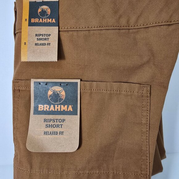 Brahma Relaxed Fit Ripstop Work Rugged Shorts Multi-Use Cargo Pocket Men's Brown - Picture 6 of 8